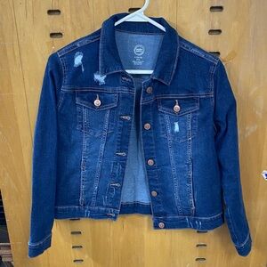 Wonder Nation Girls Blue Denim Button Up Jacket Size L (10-12)
